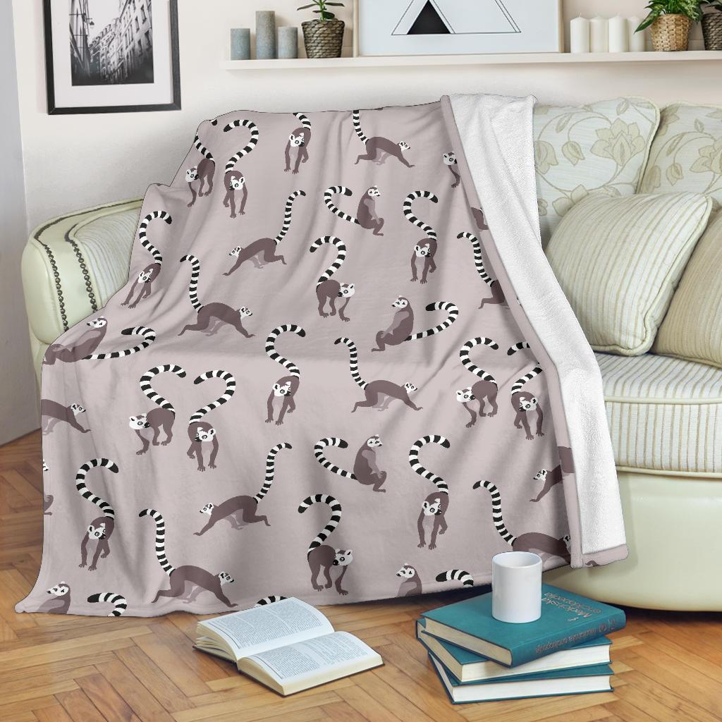 Lemur Pattern Print Blanket-grizzshop