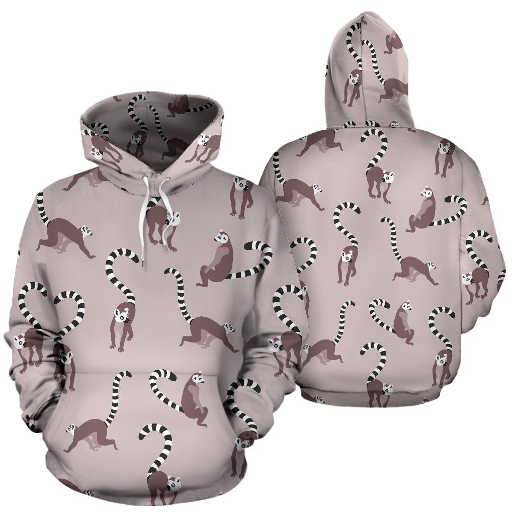Lemur Pattern Print Men Women Pullover Hoodie-grizzshop