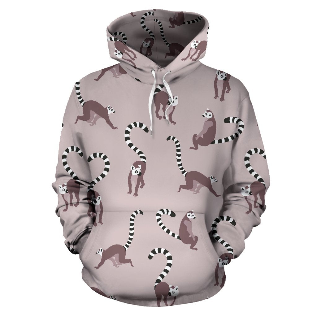 Lemur Pattern Print Men Women Pullover Hoodie-grizzshop