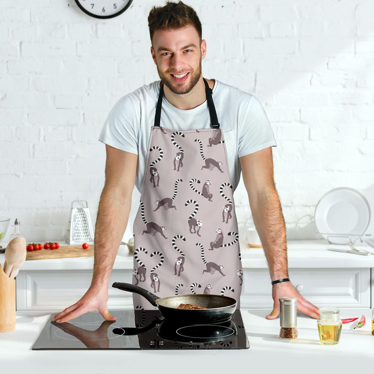 Lemur Pattern Print Men's Apron-grizzshop