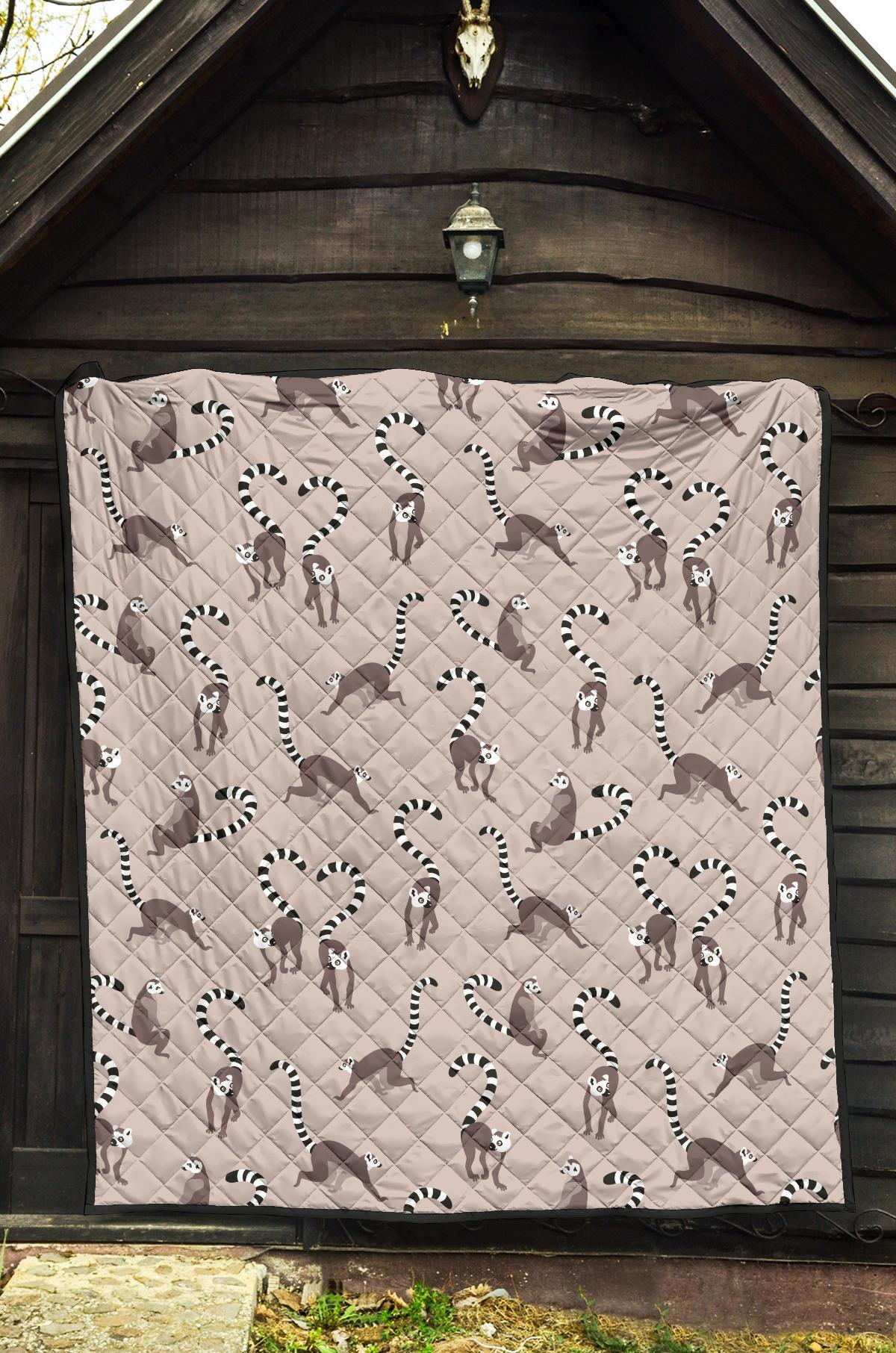 Lemur Pattern Print Quilt-grizzshop