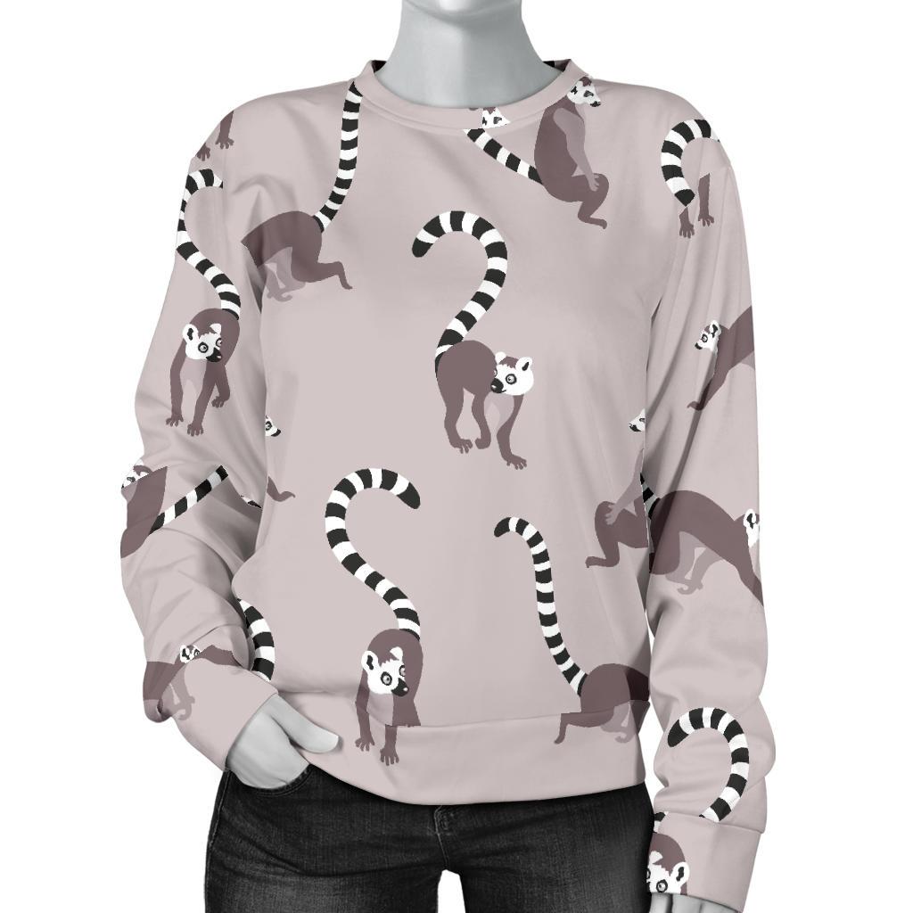 Lemur Pattern Print Women's Sweatshirt-grizzshop