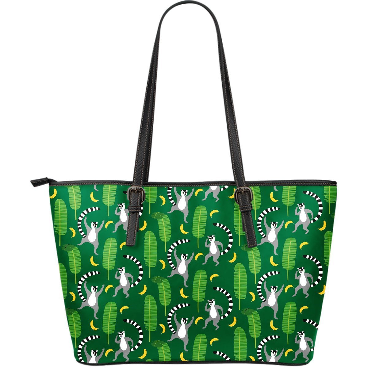 Lemur Print Pattern Leather Tote Bag-grizzshop
