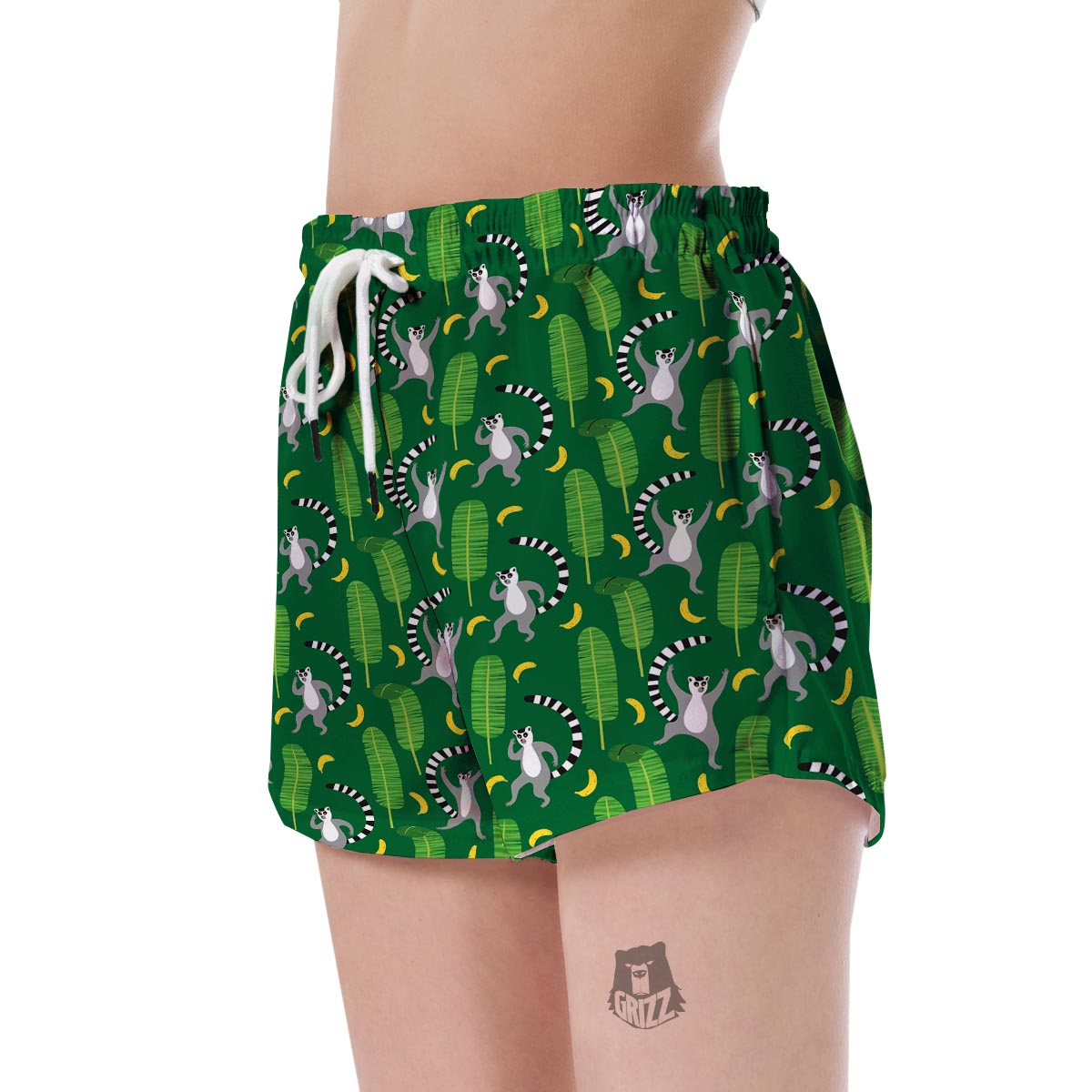 Lemur Print Pattern Women's Shorts-grizzshop