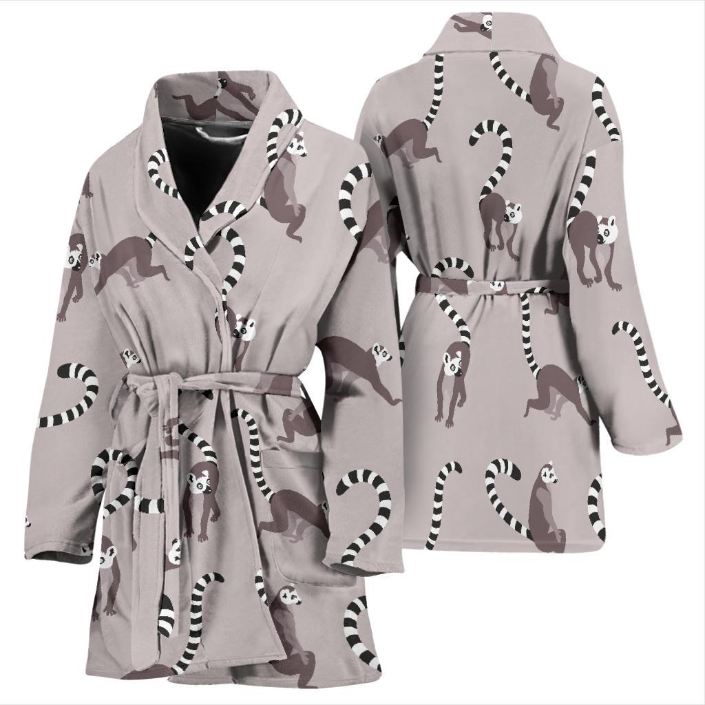 Lemur Pattern Print Women Long Robe-grizzshop