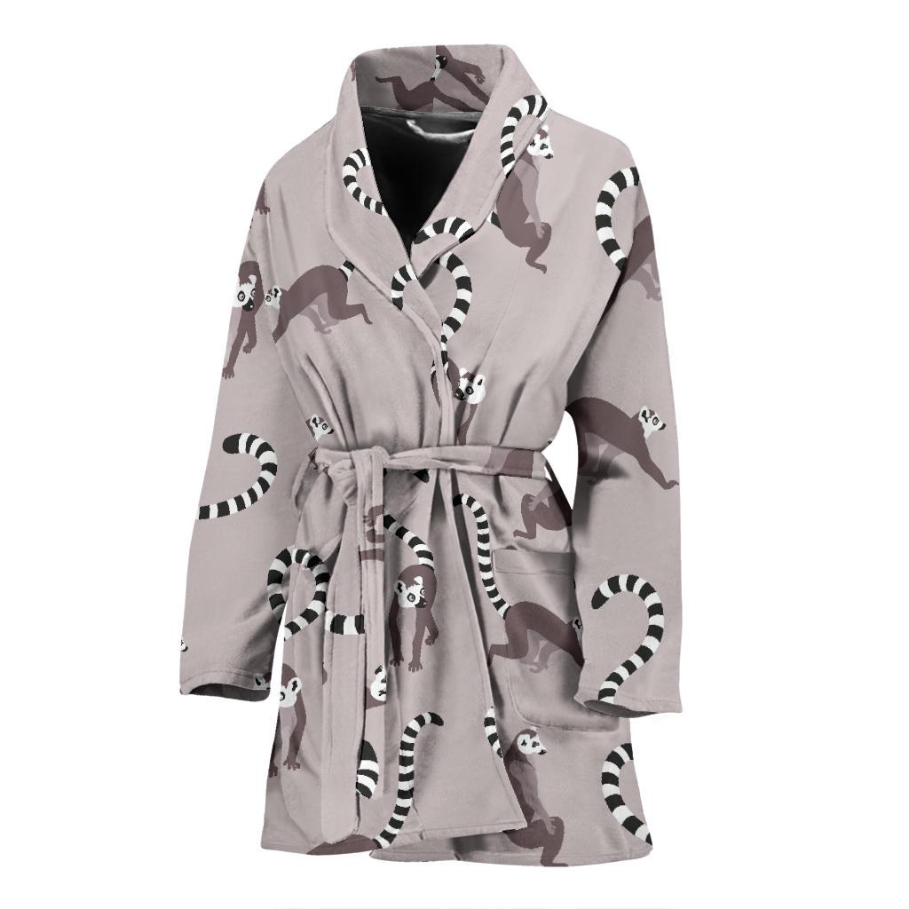 Lemur Pattern Print Women Long Robe-grizzshop