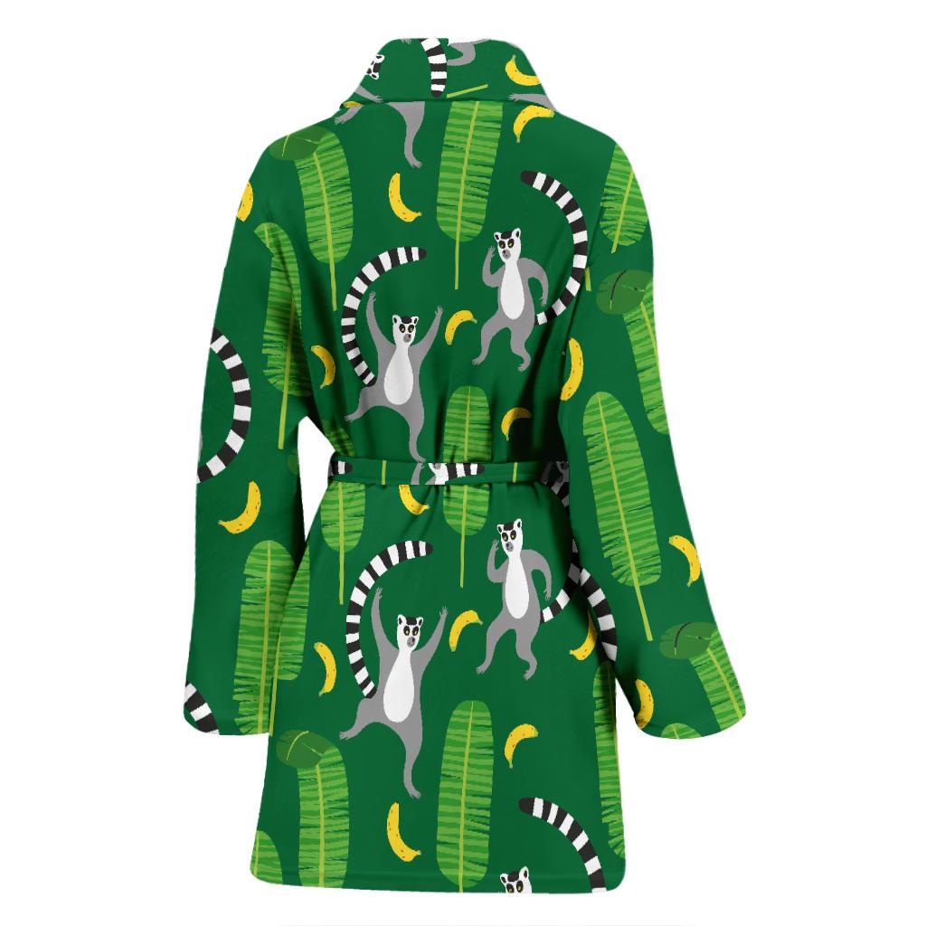 Lemur Print Pattern Women Long Robe-grizzshop