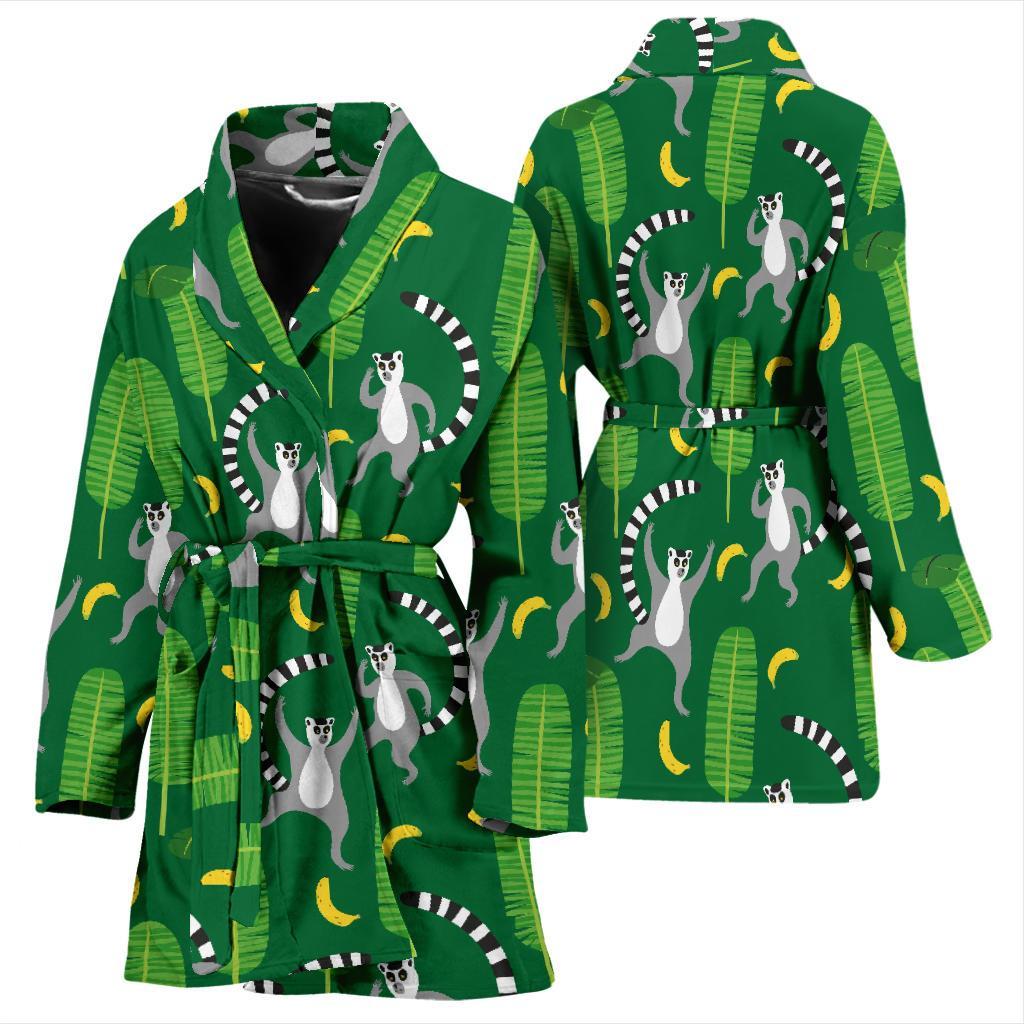 Lemur Print Pattern Women Long Robe-grizzshop