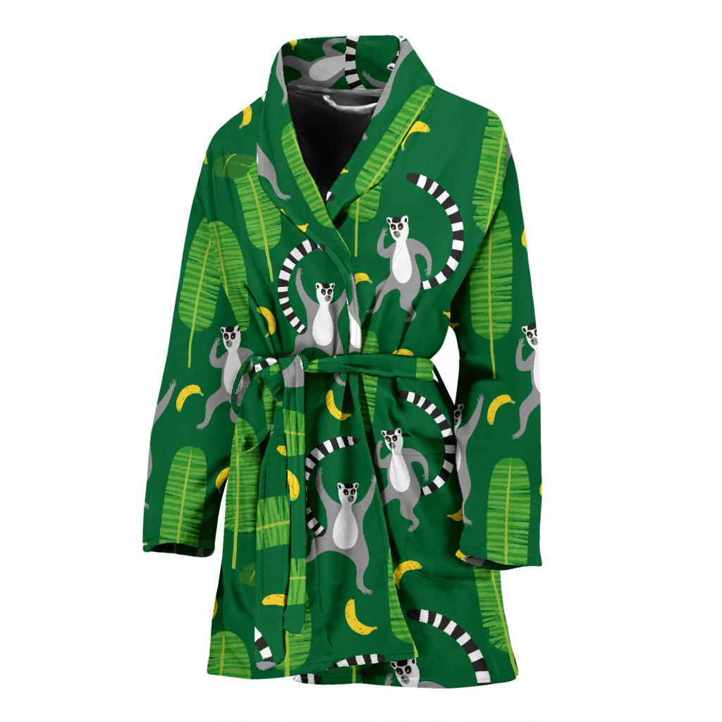 Lemur Print Pattern Women Long Robe-grizzshop