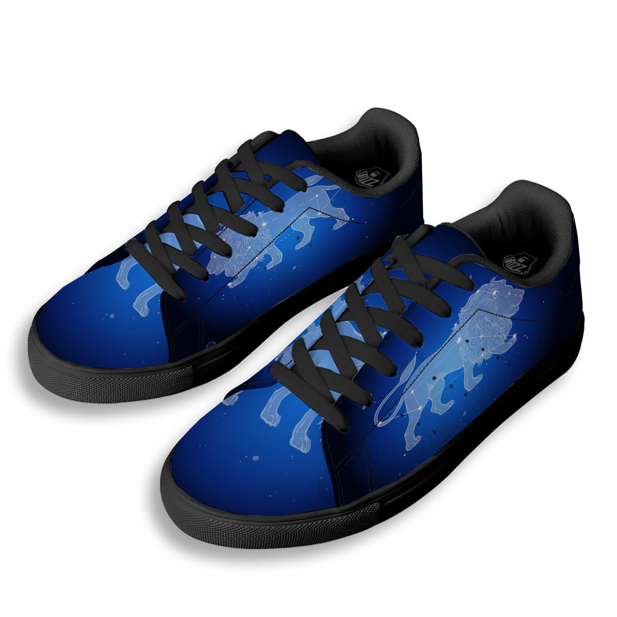Leo Constellation Print Black Low Top Sneakers-grizzshop