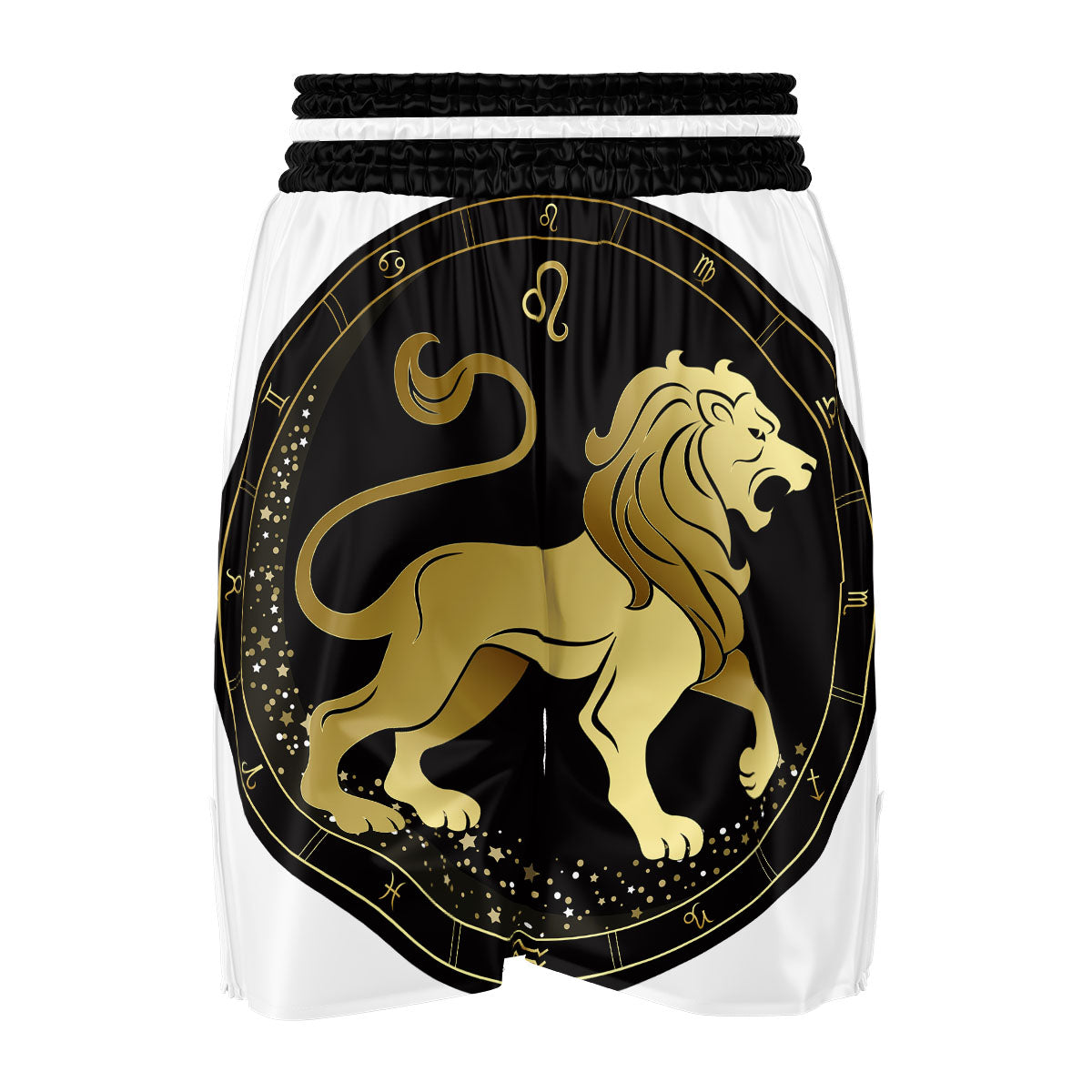 Leo Sign Black And Gold Print Boxing Shorts-grizzshop