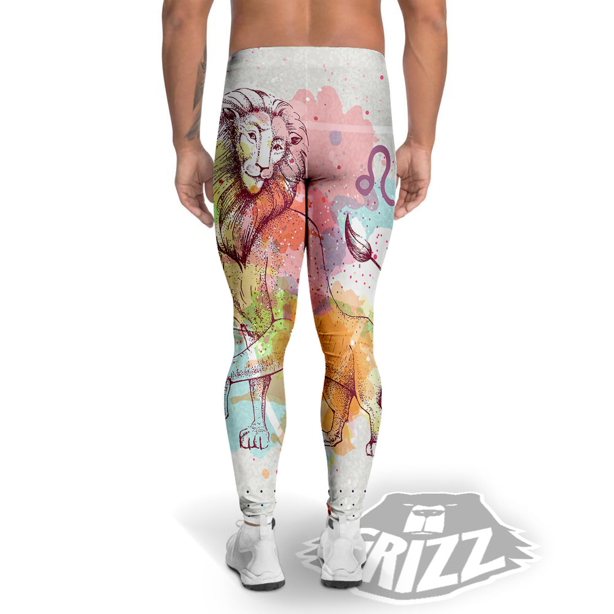 Leo Sign Colorful Print Men's Leggings-grizzshop