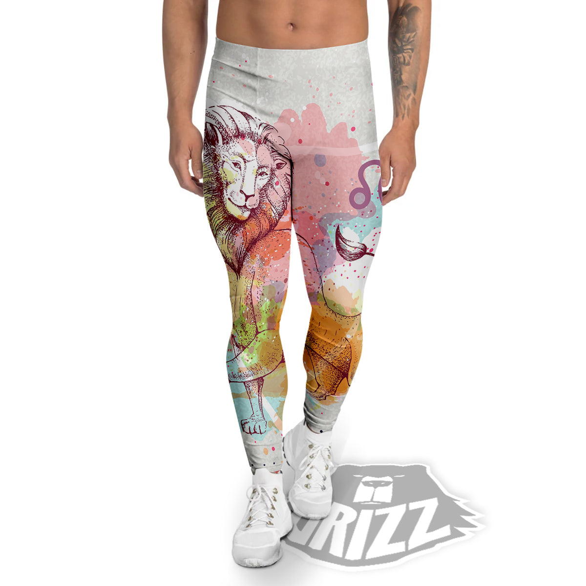 Leo Sign Colorful Print Men's Leggings-grizzshop