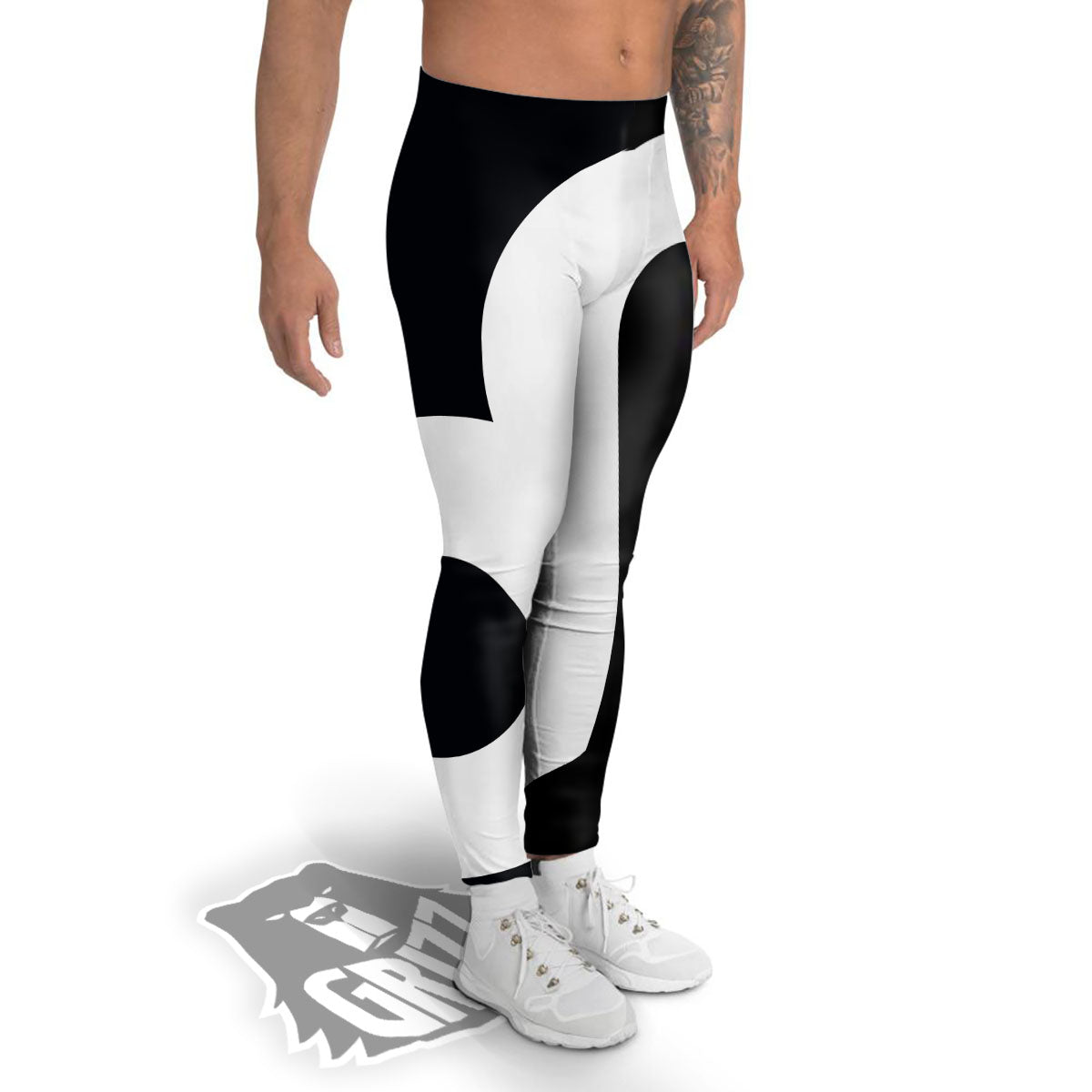 Leo Sign Zodiac White And Black Print Men's Leggings-grizzshop