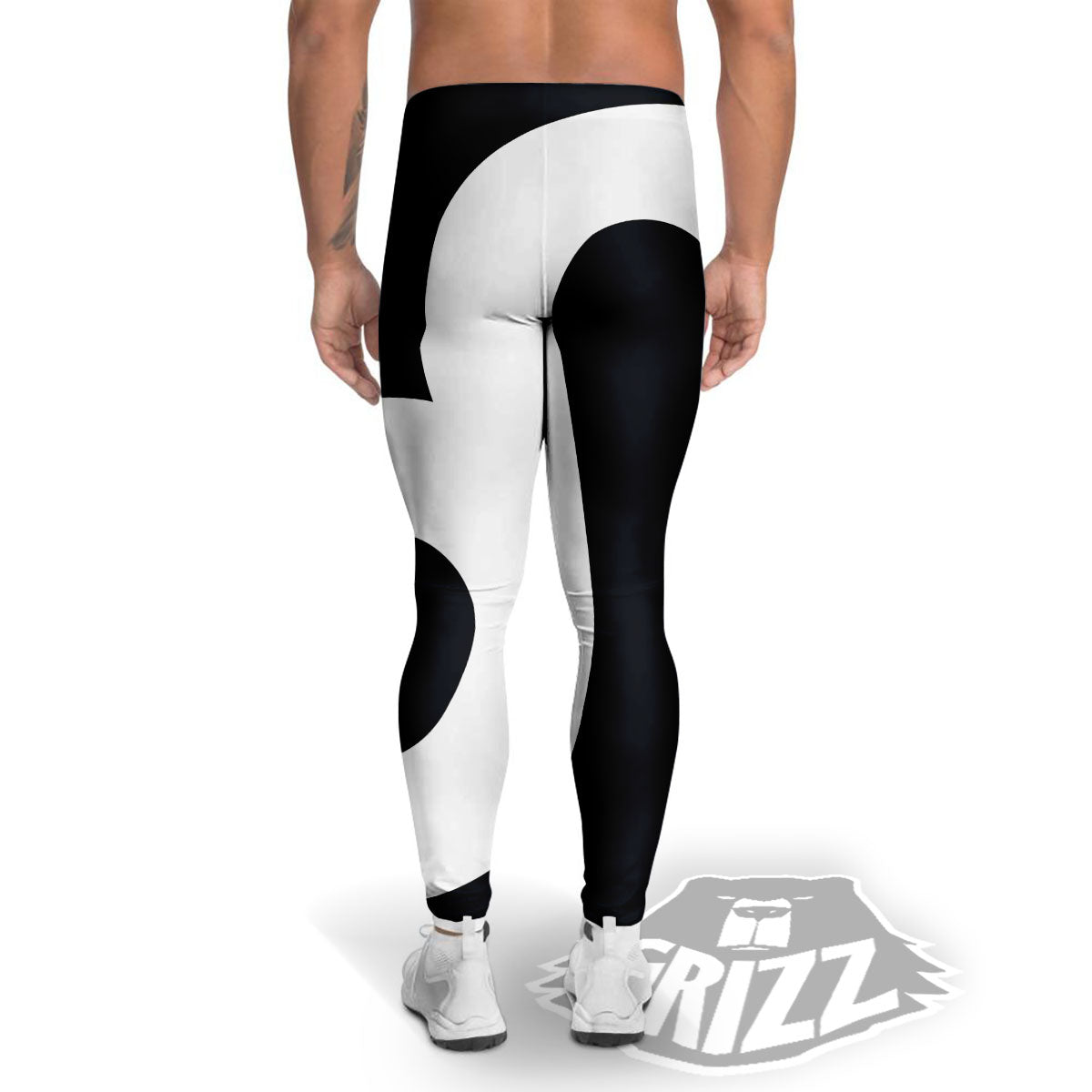 Leo Sign Zodiac White And Black Print Men's Leggings-grizzshop