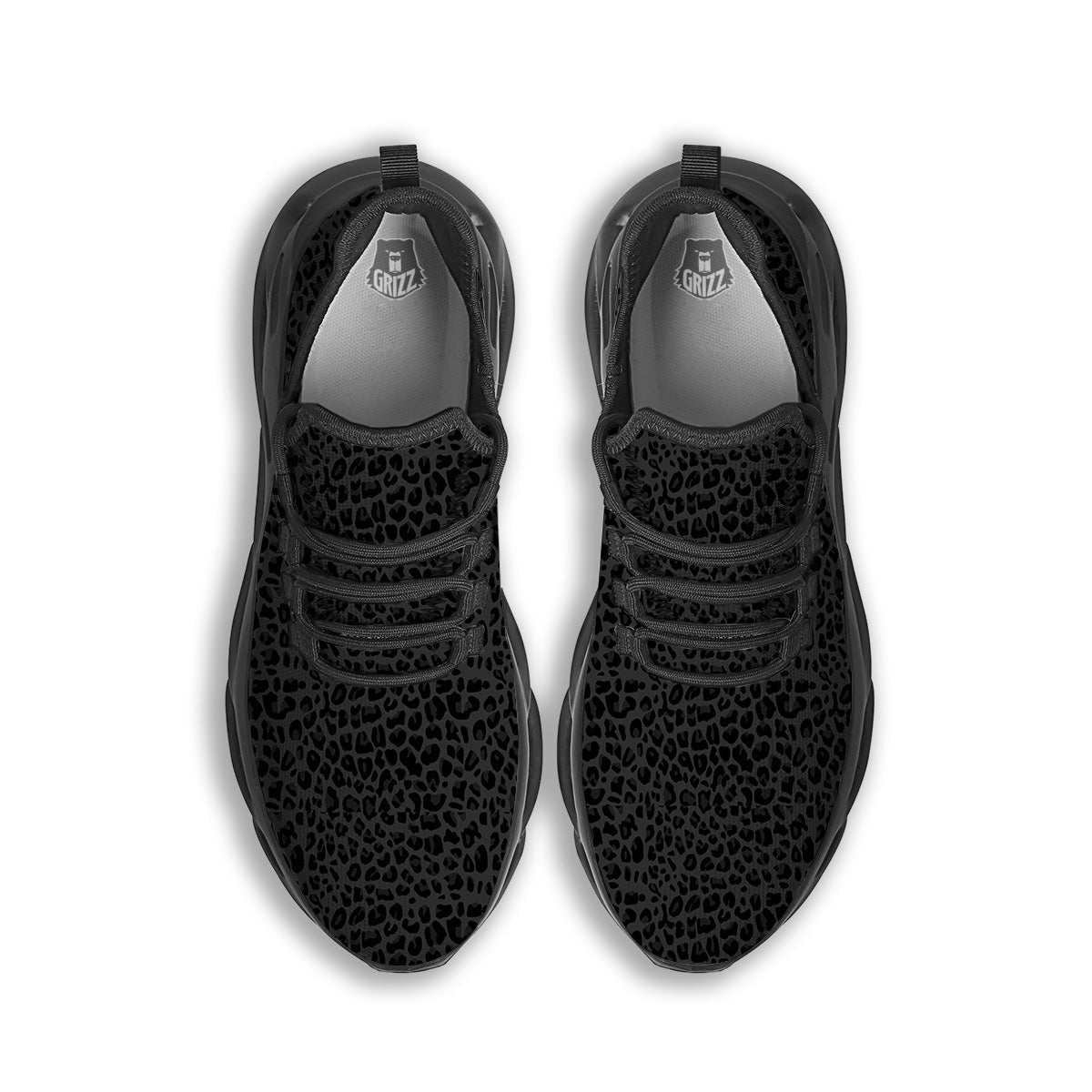 Leopard Black Print Black Running Shoes-grizzshop