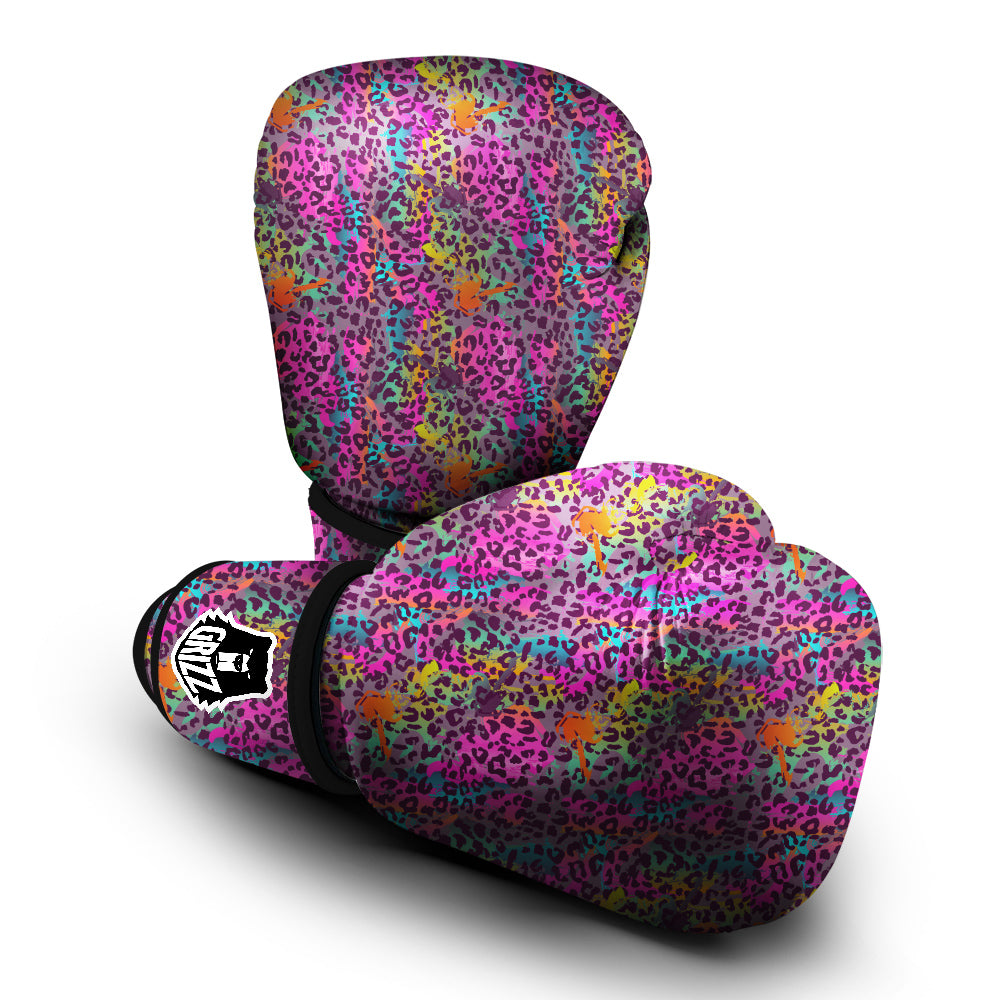 Leopard Colorful Print Boxing Gloves-grizzshop