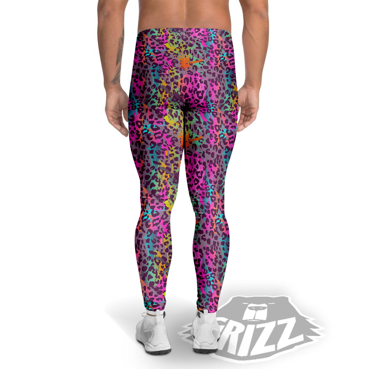 Leopard Colorful Print Men's Leggings-grizzshop