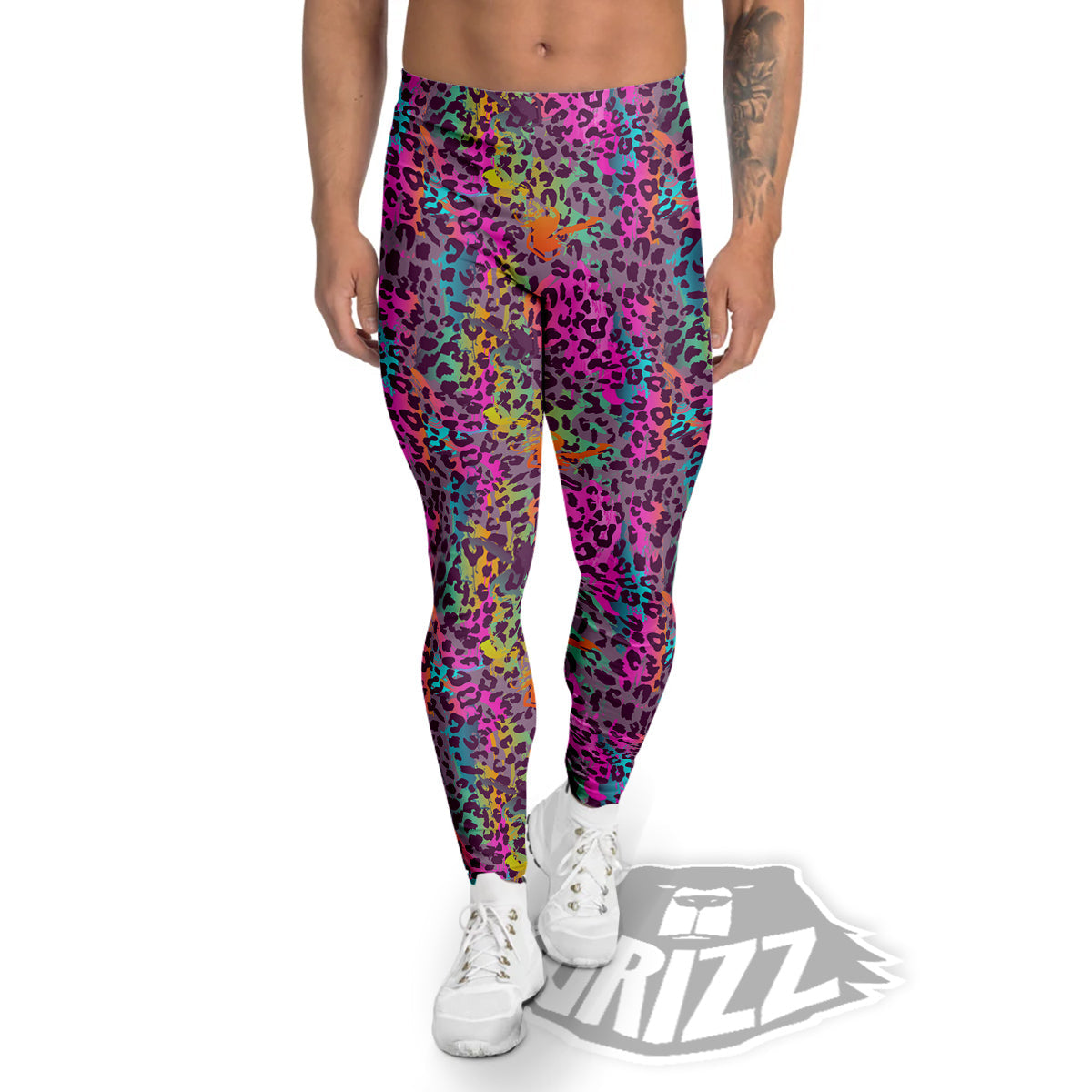 Leopard Colorful Print Men's Leggings-grizzshop