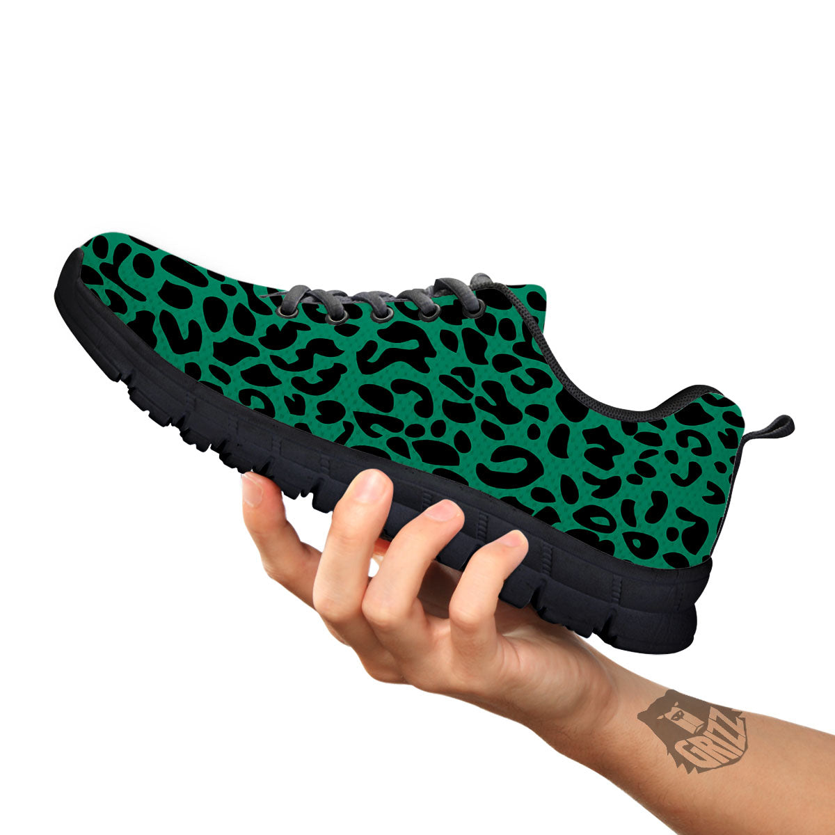Leopard Green Print Black Sneaker-grizzshop