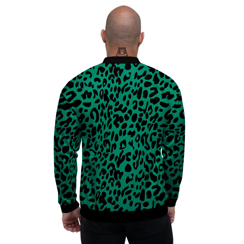 Leopard Green Print Men's Bomber Jacket-grizzshop