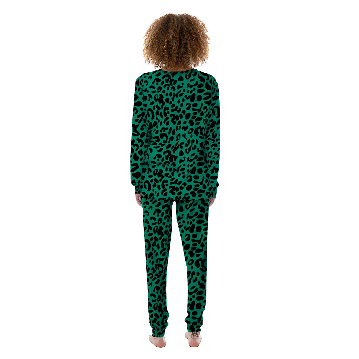 Leopard Green Print Women's Pajamas-grizzshop