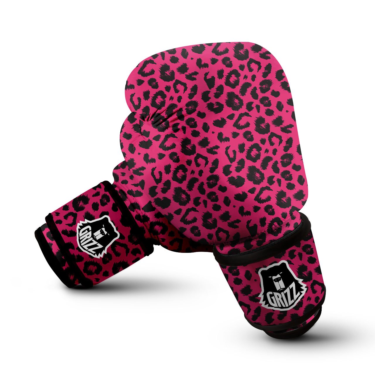 Leopard Hot Pink Print Boxing Gloves-grizzshop