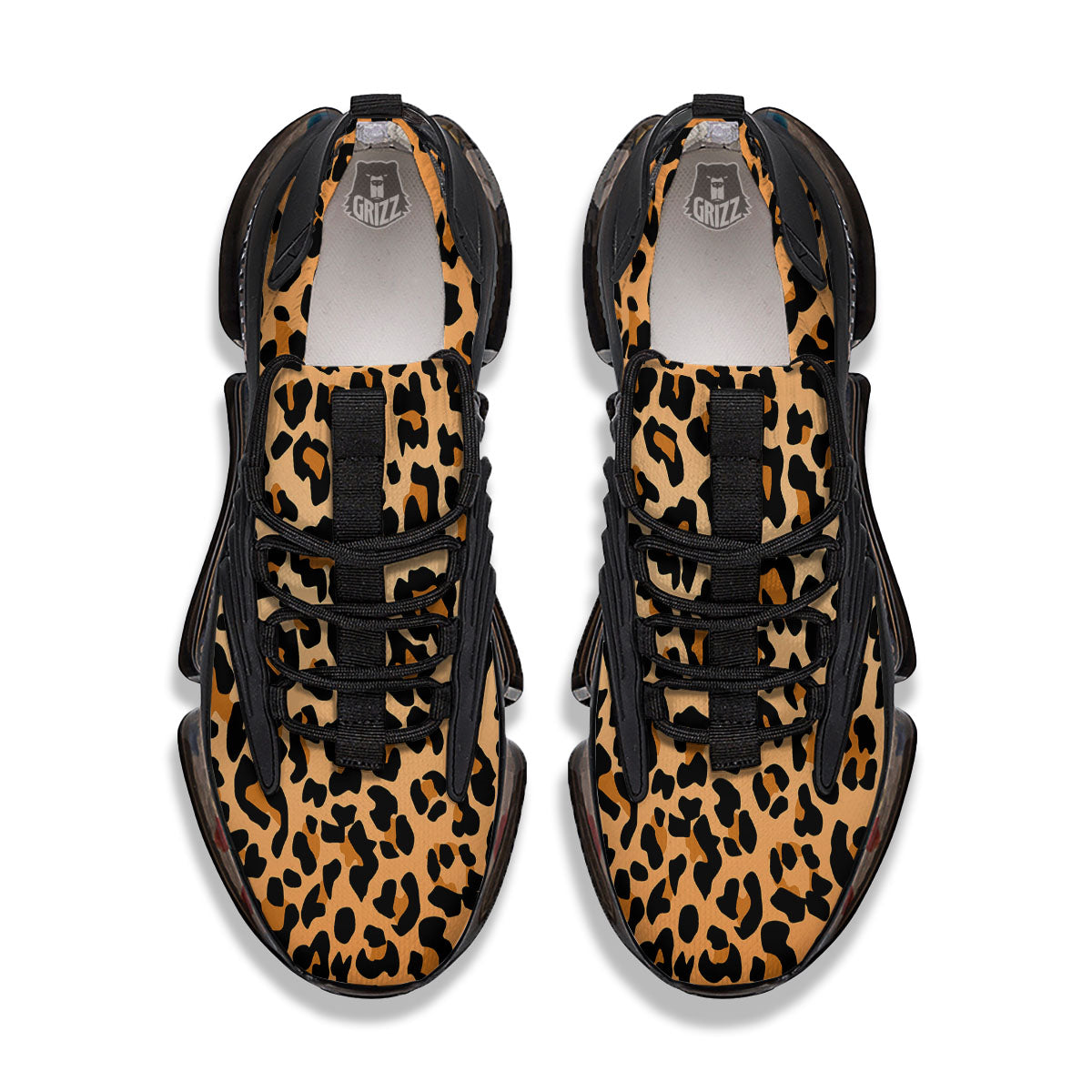 Leopard Orange Print Black Gym Shoes-grizzshop