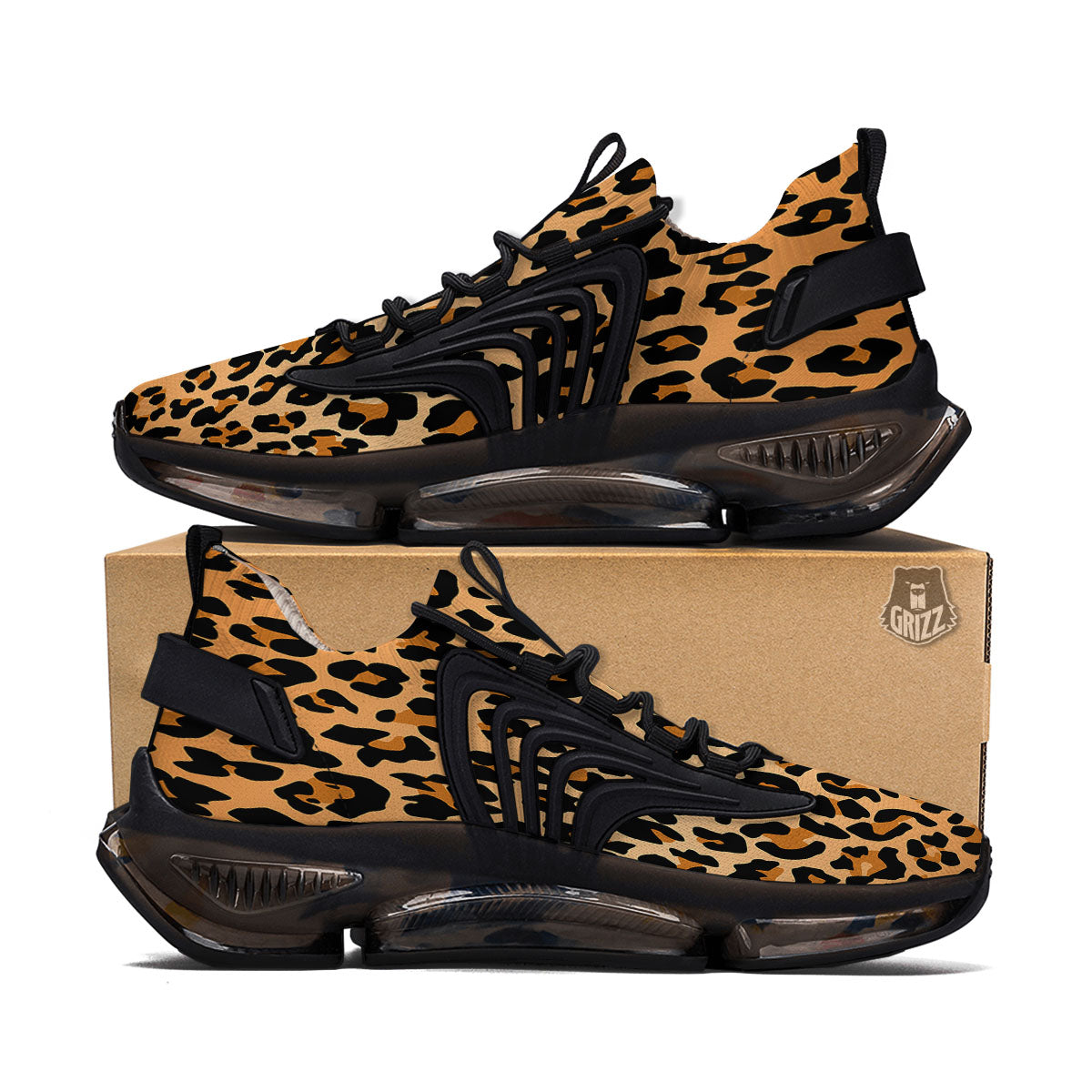 Leopard Orange Print Black Gym Shoes-grizzshop