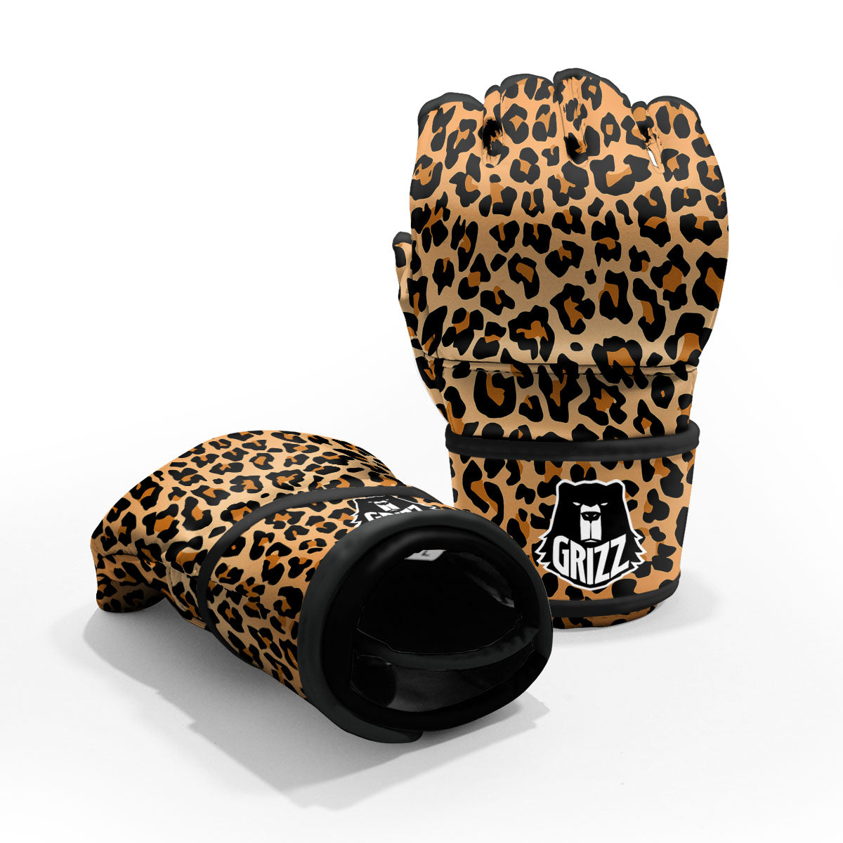 Leopard Orange Print MMA Gloves-grizzshop