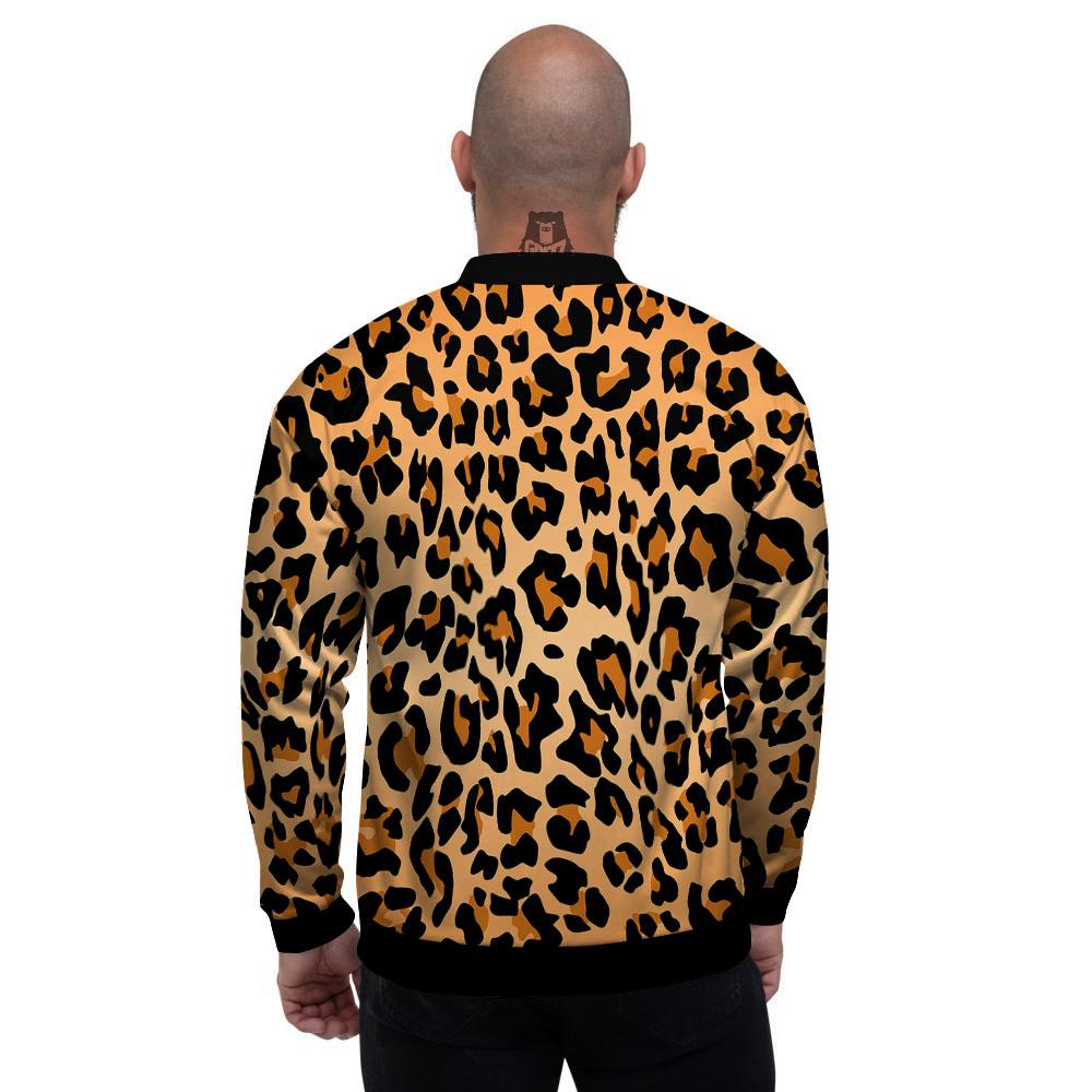 Leopard Orange Print Men's Bomber Jacket-grizzshop