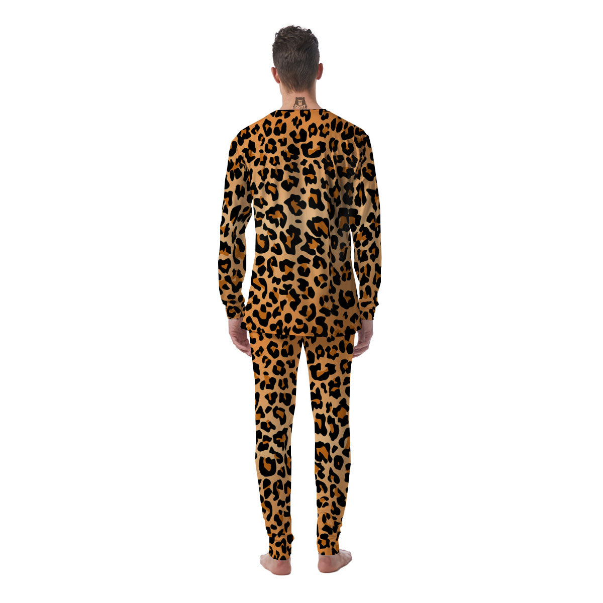 Leopard Orange Print Men's Pajamas-grizzshop
