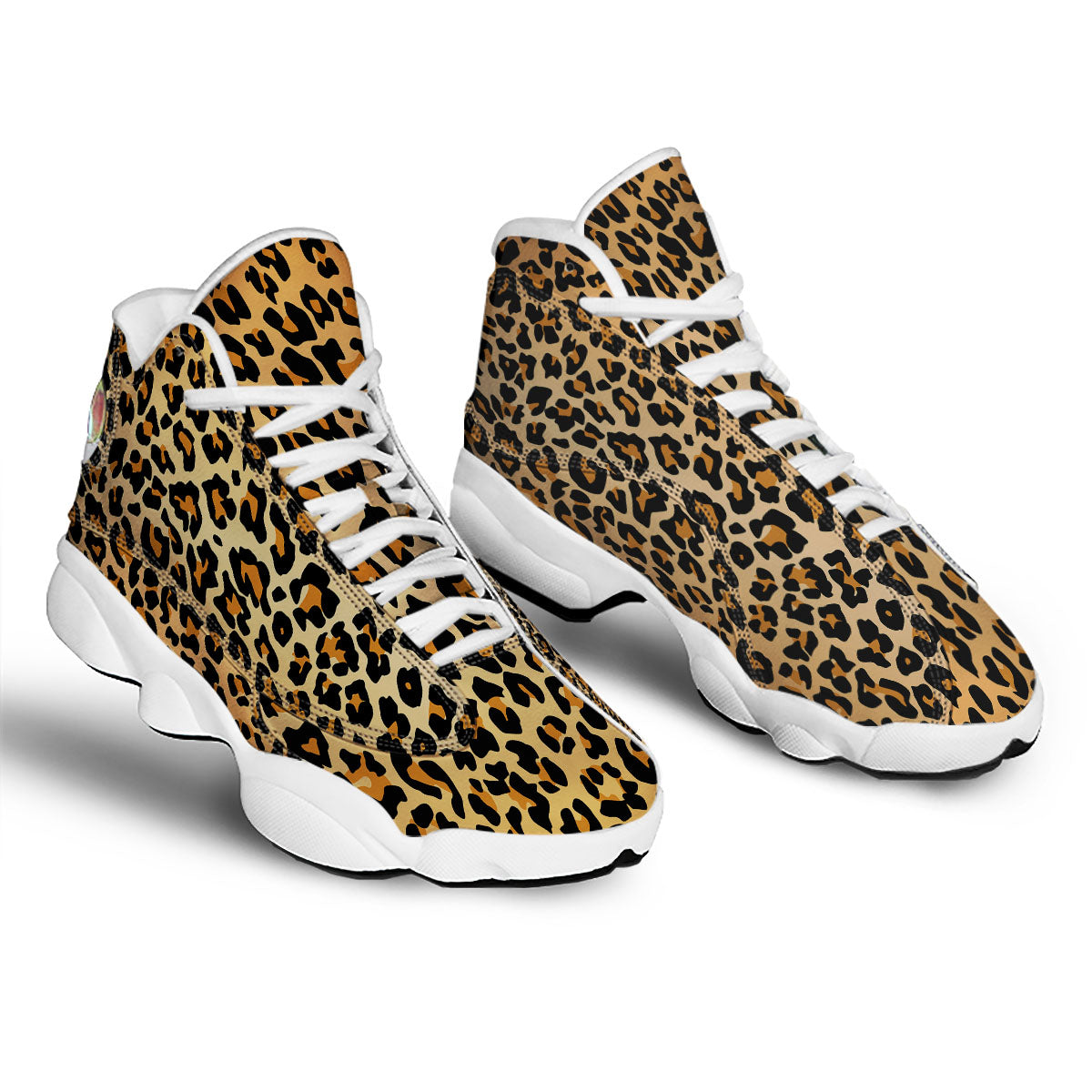 Leopard Orange Print White Basketball Shoes-grizzshop