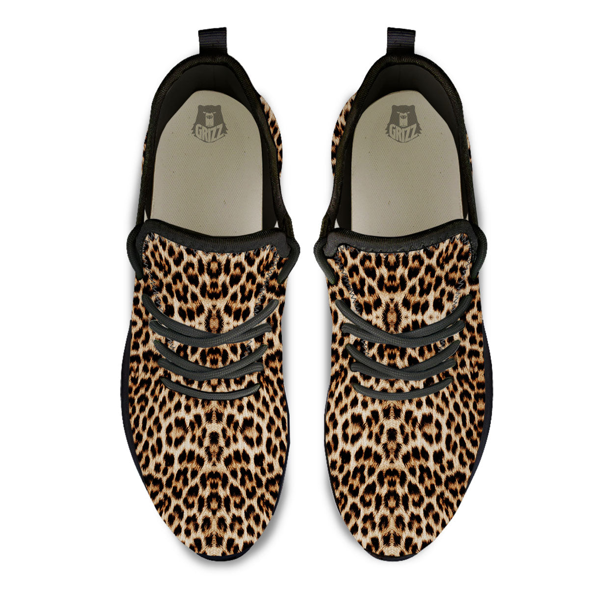 Leopard Pattern Black Athletic Shoes-grizzshop