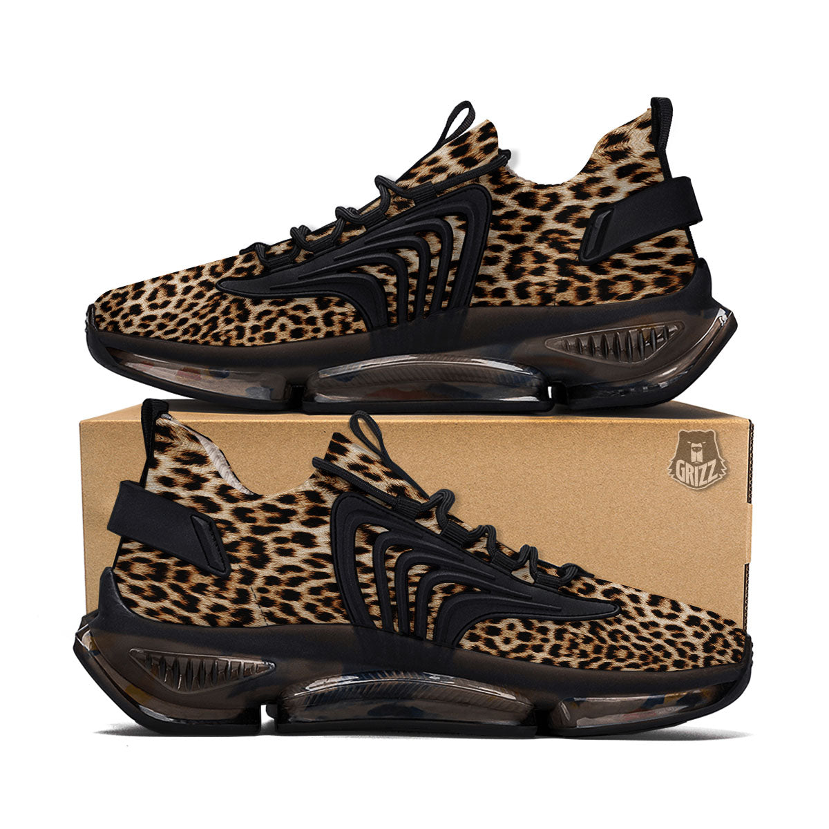 Leopard Pattern Black Gym Shoes-grizzshop
