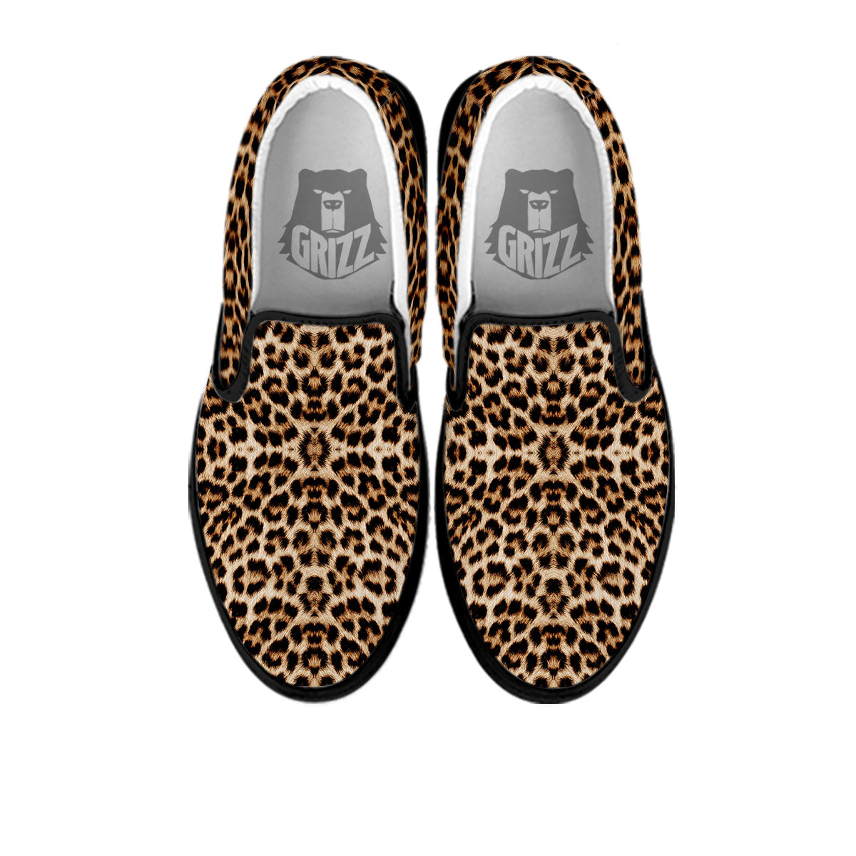 Leopard Pattern Black Slip On Shoes-grizzshop