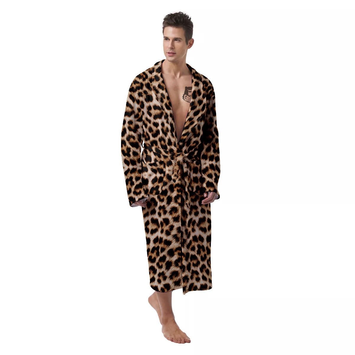 Leopard Pattern Men's Robe-grizzshop