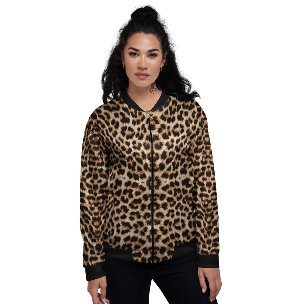 Leopard Pattern Women's Bomber Jacket-grizzshop