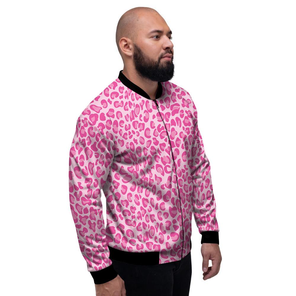 Leopard Pink Print Pattern Men's Bomber Jacket-grizzshop