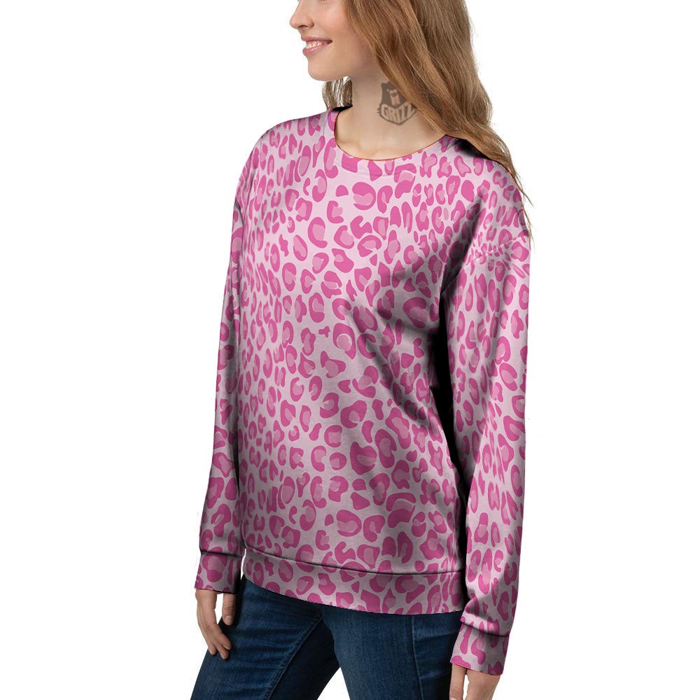 Leopard Pink Print Pattern Women's Sweatshirt-grizzshop