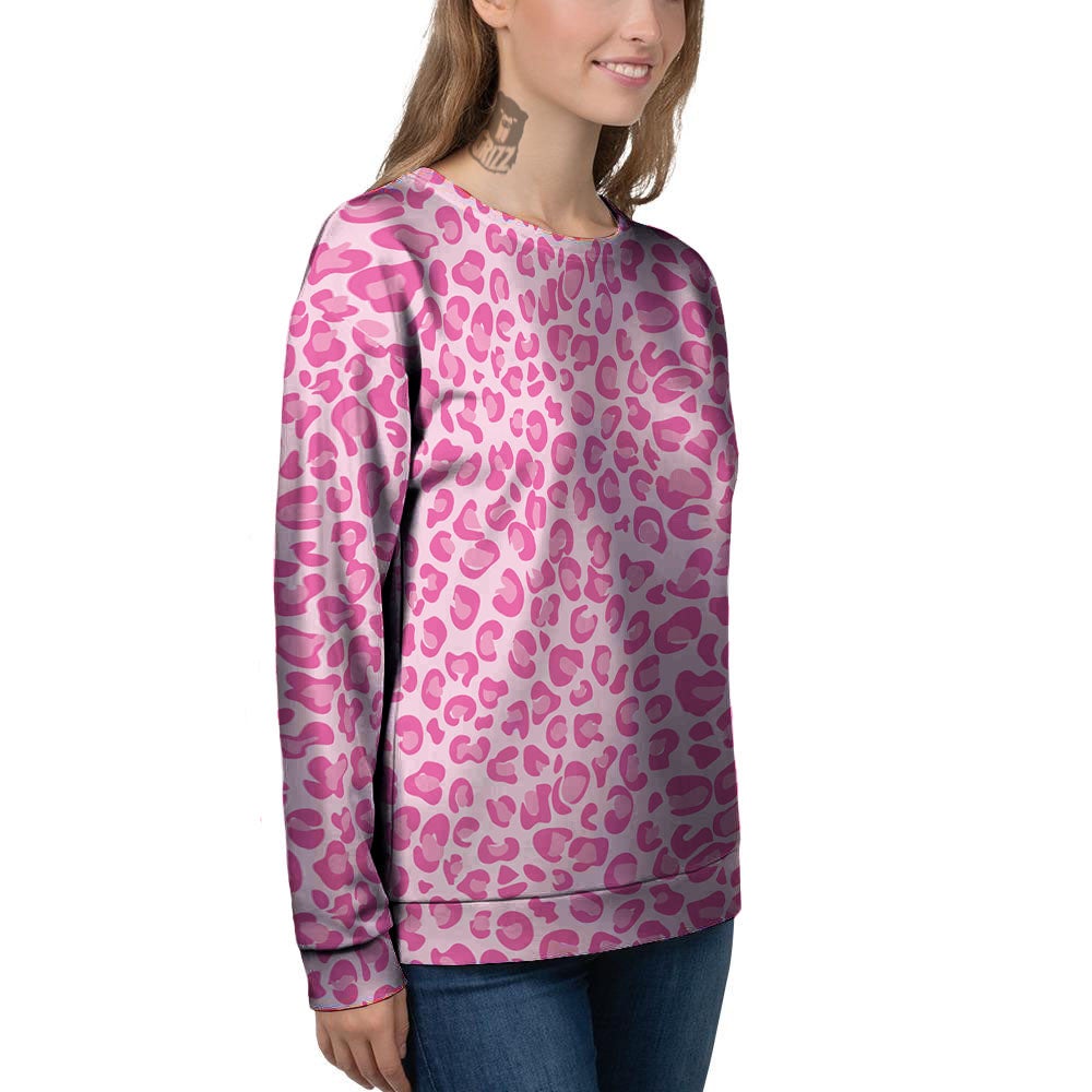 Leopard Pink Print Pattern Women's Sweatshirt-grizzshop