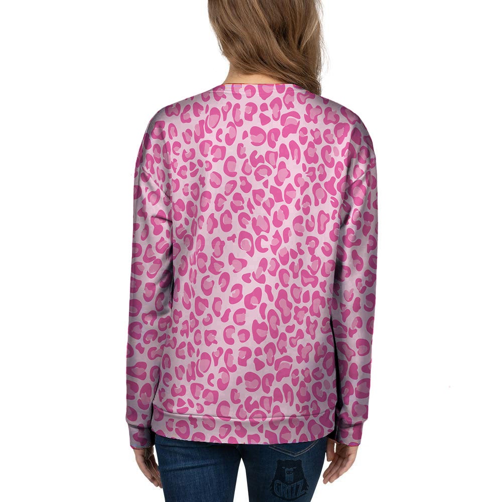 Leopard Pink Print Pattern Women's Sweatshirt-grizzshop