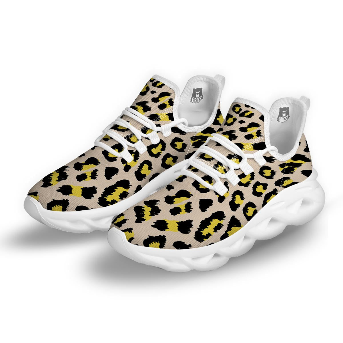 Leopard Print White Running Shoes-grizzshop