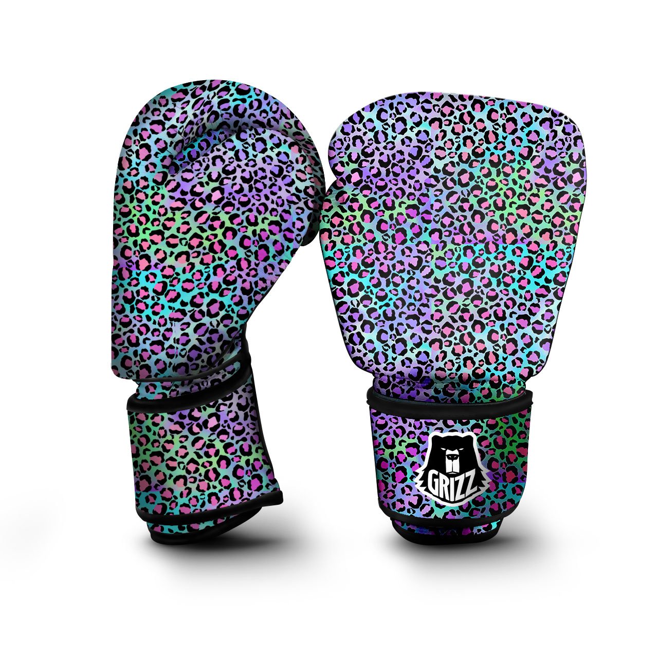 Leopard Rainbow And Purple Print Pattern Boxing Gloves-grizzshop