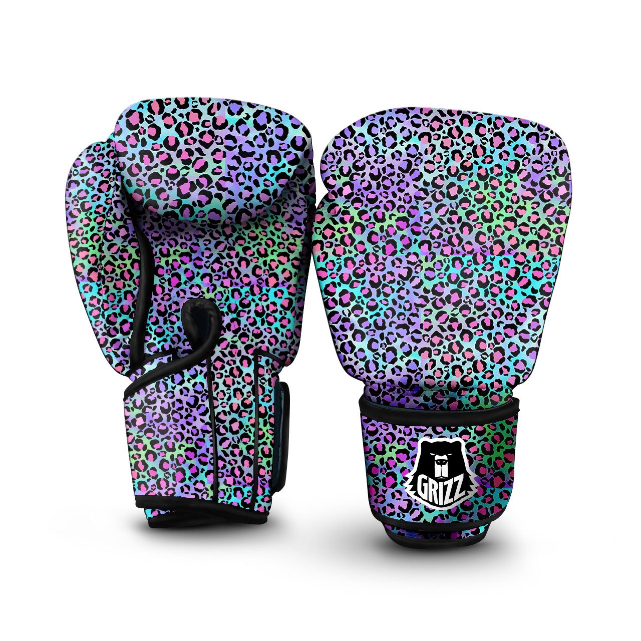 Leopard Rainbow And Purple Print Pattern Boxing Gloves-grizzshop