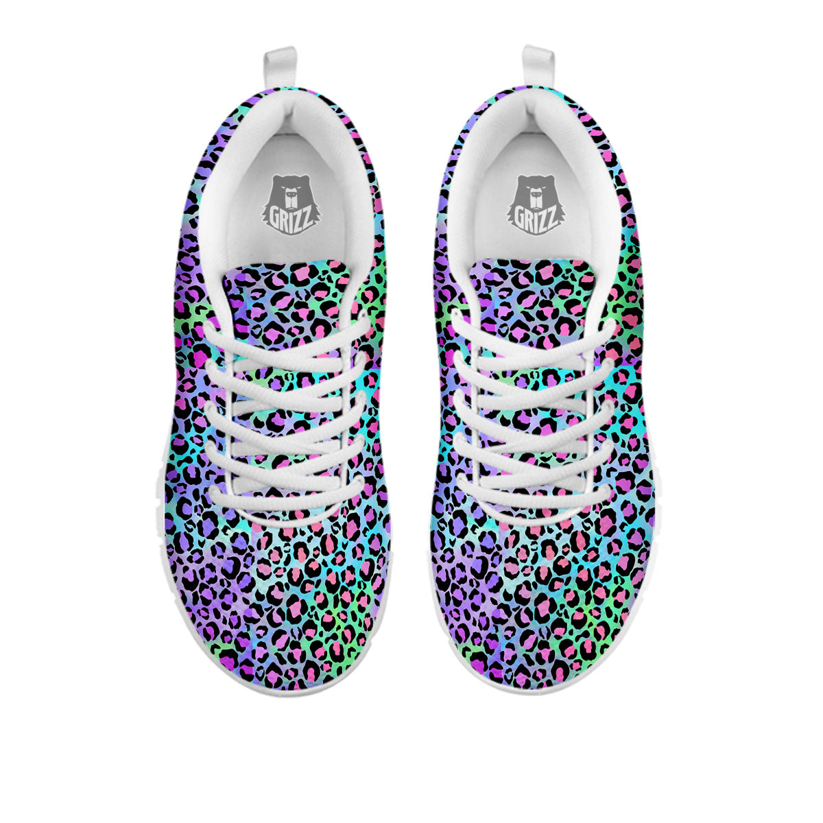 Leopard Rainbow And Purple Print Pattern White Sneaker-grizzshop