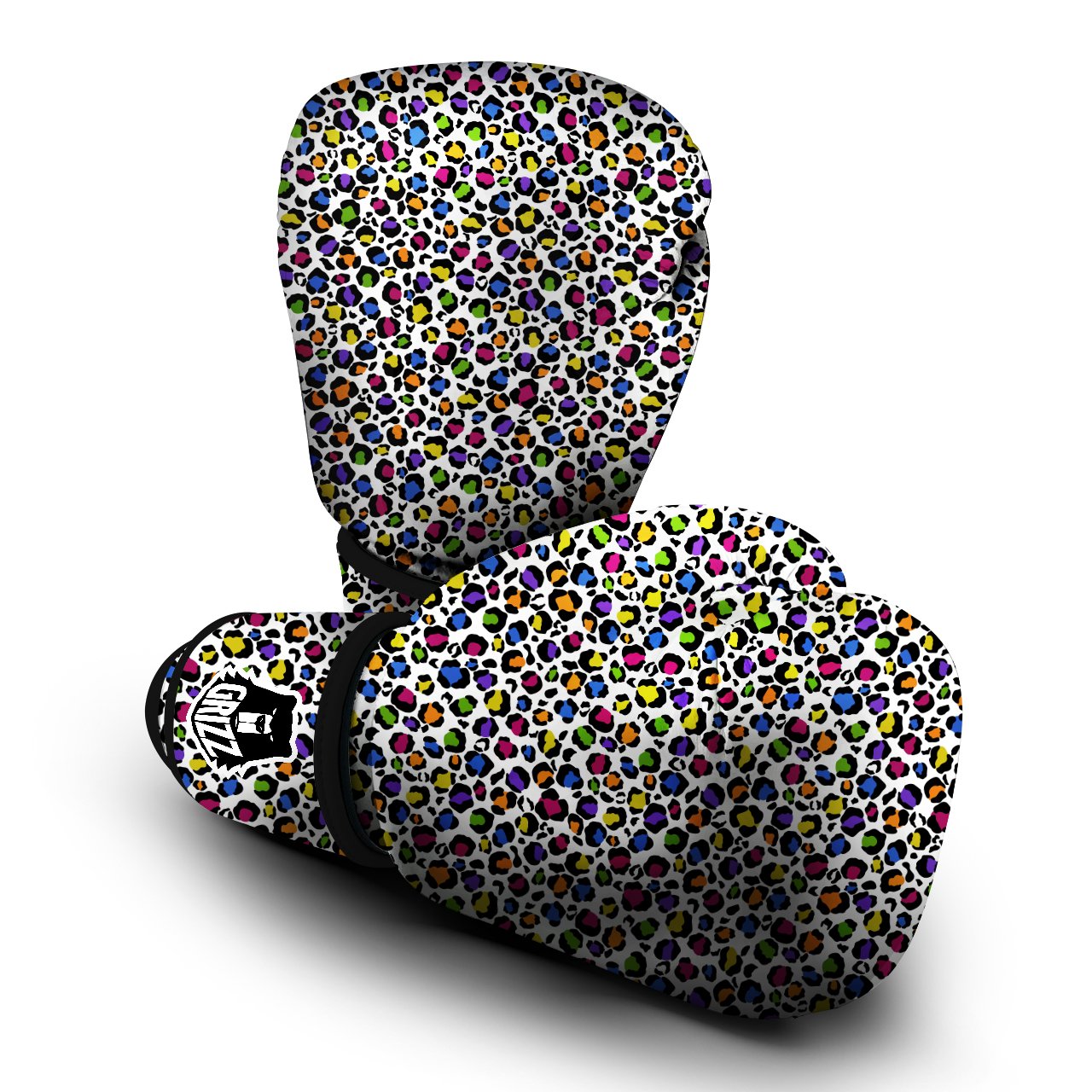 Leopard Rainbow And White Print Pattern Boxing Gloves-grizzshop