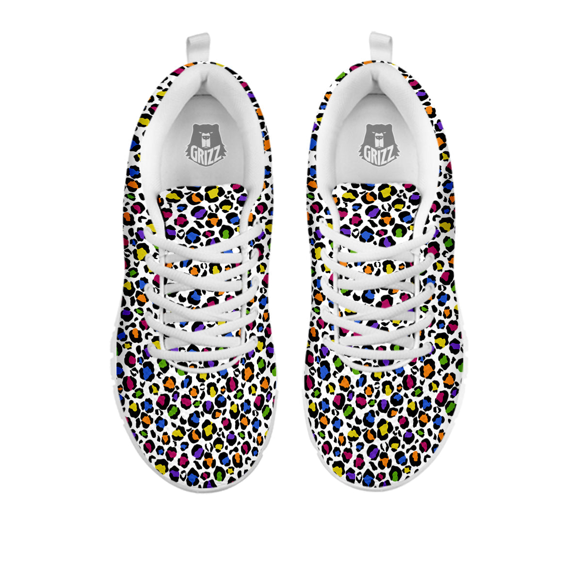 Leopard Rainbow And White Print Pattern White Sneaker-grizzshop