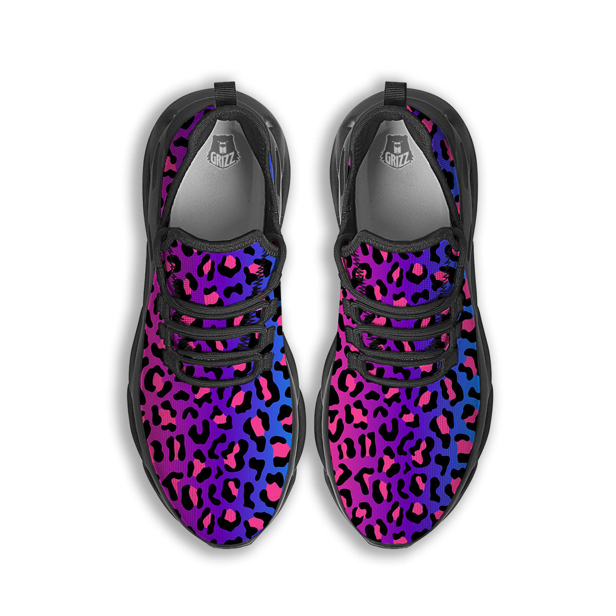Leopard Rainbow Print Black Running Shoes-grizzshop