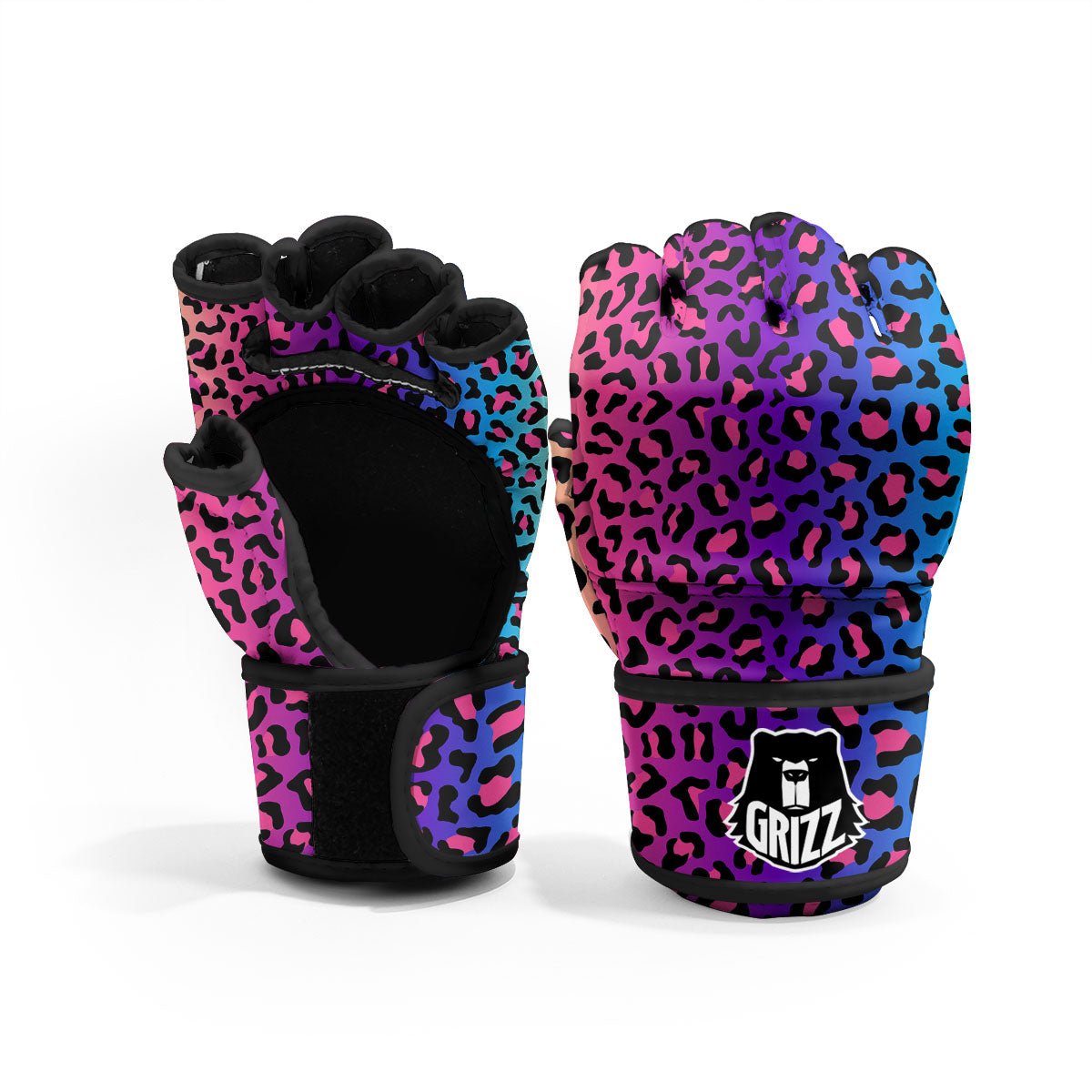 Leopard Rainbow Print MMA Gloves-grizzshop